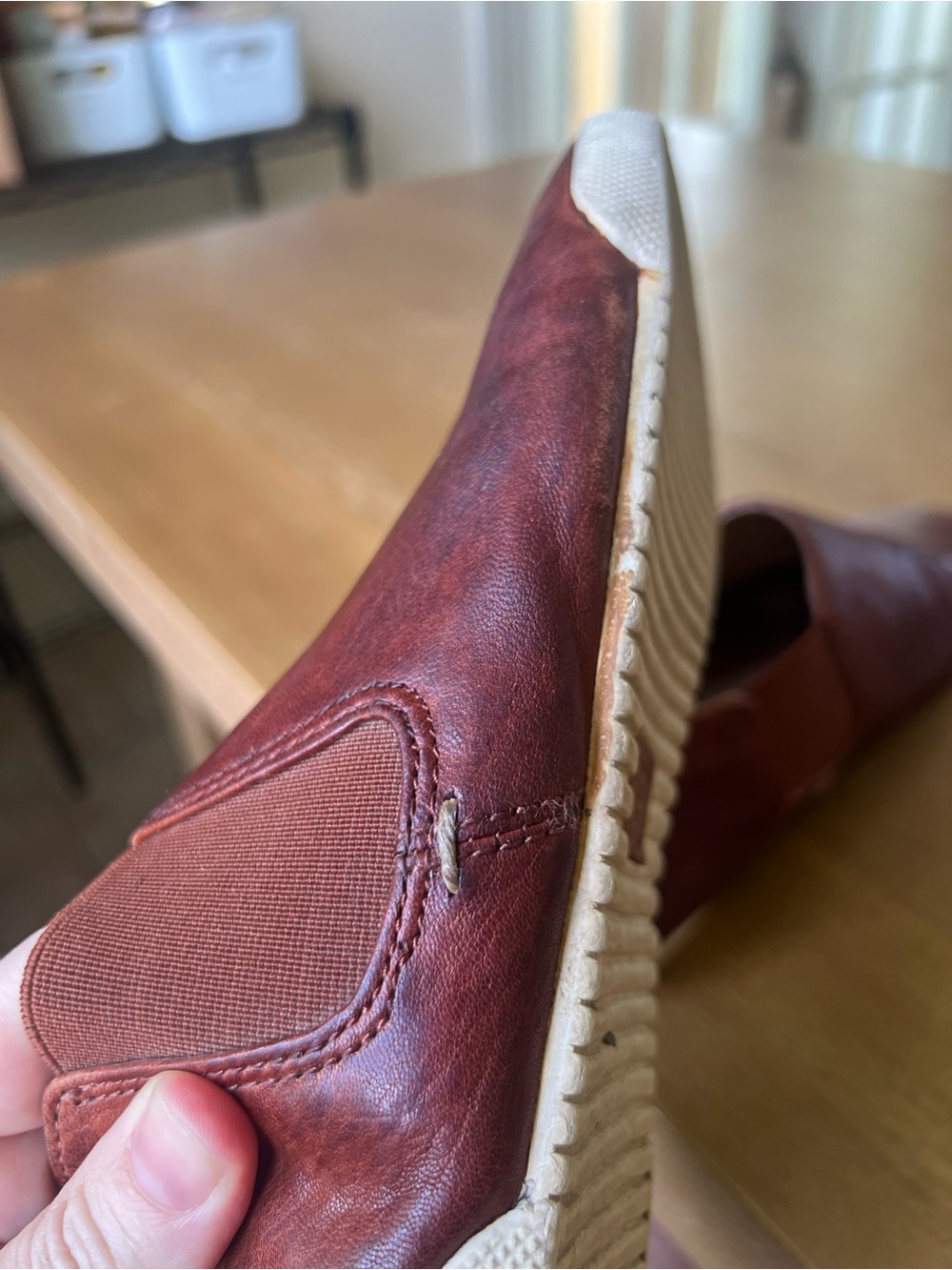 FRYE Melanie Chelsea Leather Slip On Sneaker Bootie Cognac Brown (7) - Picture 11 of 14